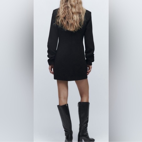 Zara Black V-neck Structured‎ Dress Size XS - Picture 3 of 7
